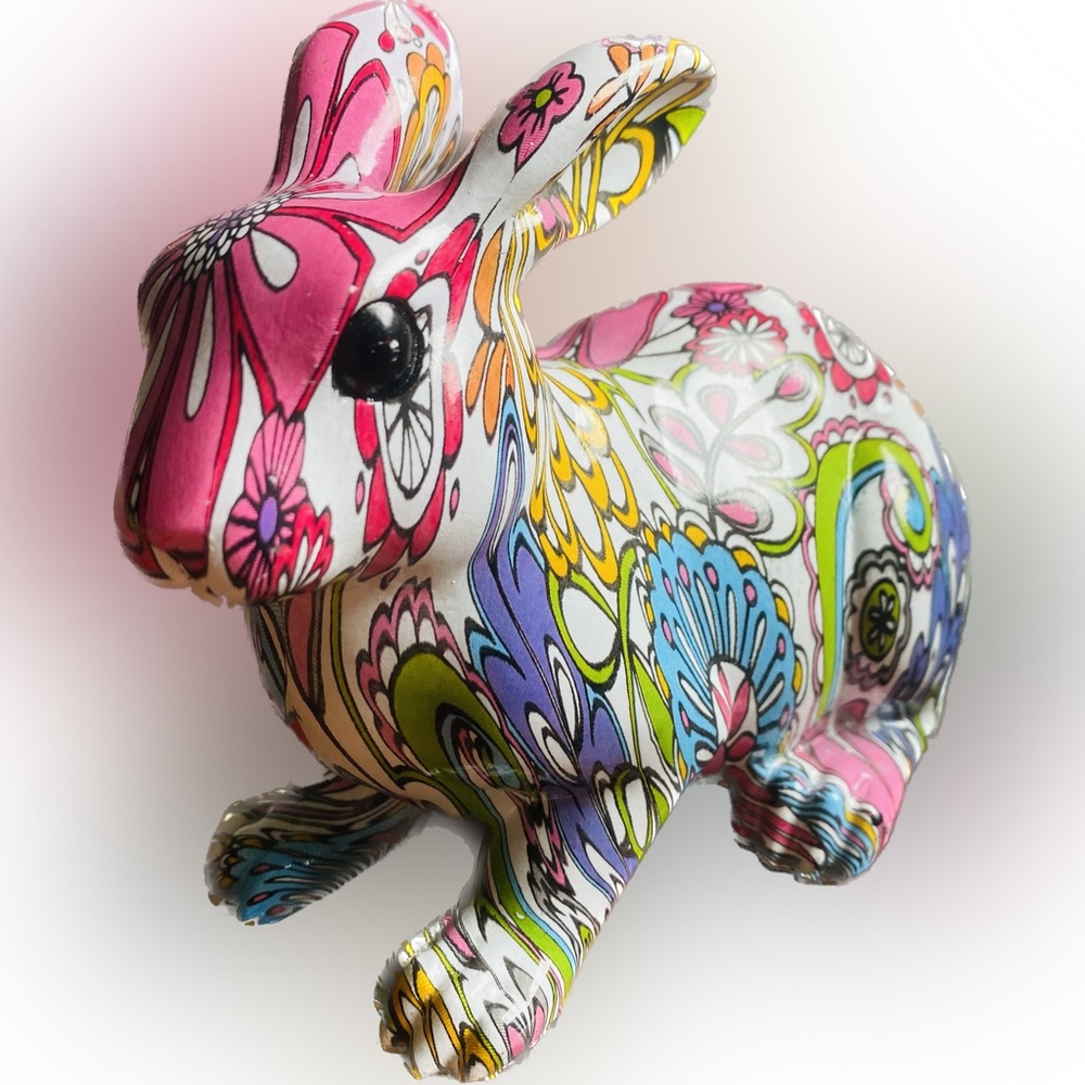 Bunny Rabbit Ceramic Floral Decoupage figurine (0059900) - Picture 1 of 9